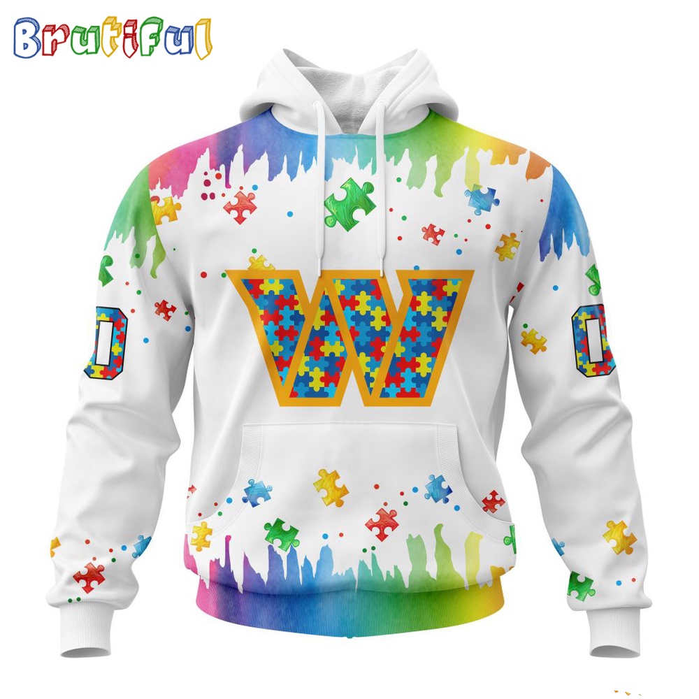 NFL Washington Commanders Hoodie Special Autism Awareness Design All Over Print Hoodie 1
