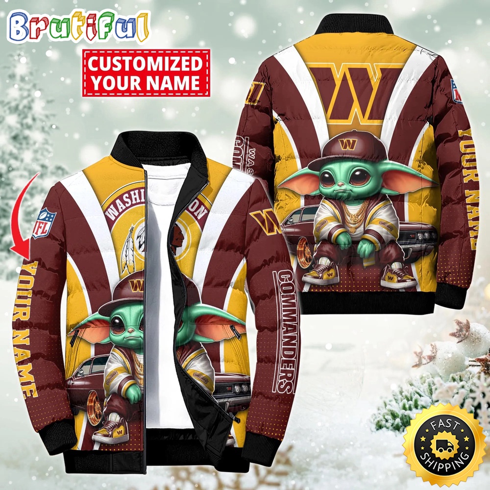 NFL Washington Commanders Puffer Jacket Baby Yoda Custom Jacket 1