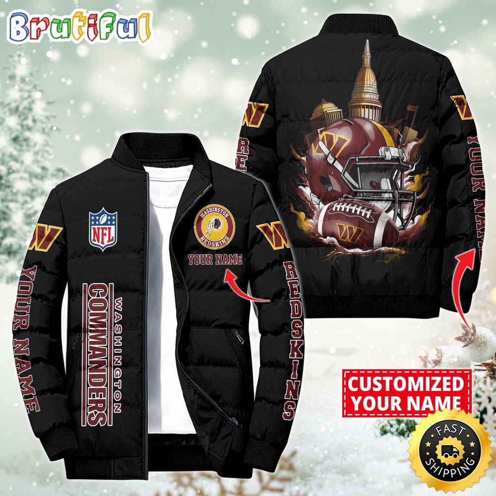 NFL Washington Commanders Puffer Jacket City Logo Print Jacket For Fans 1