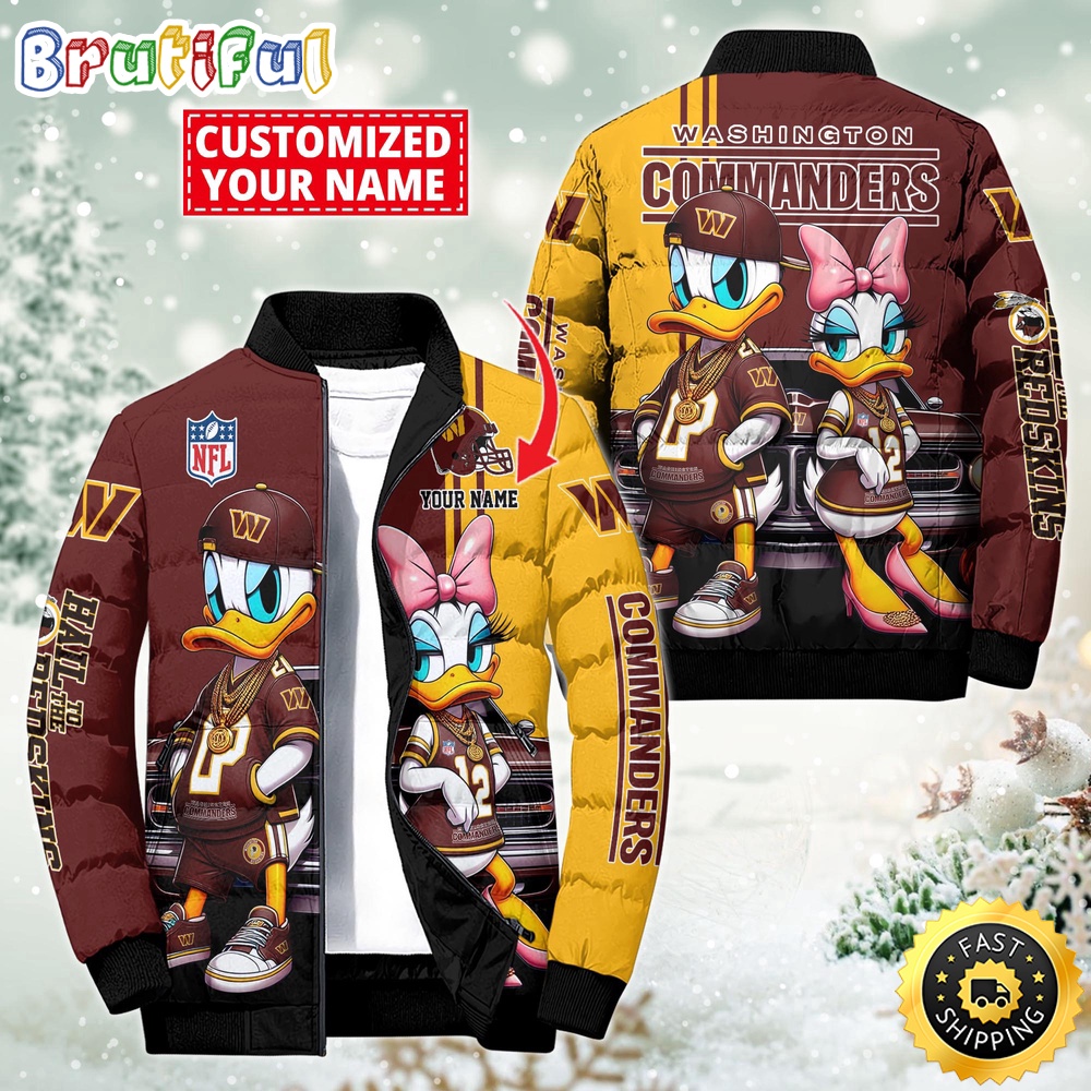 NFL Washington Commanders Puffer Jacket Donald Duck Custom Jacket 1