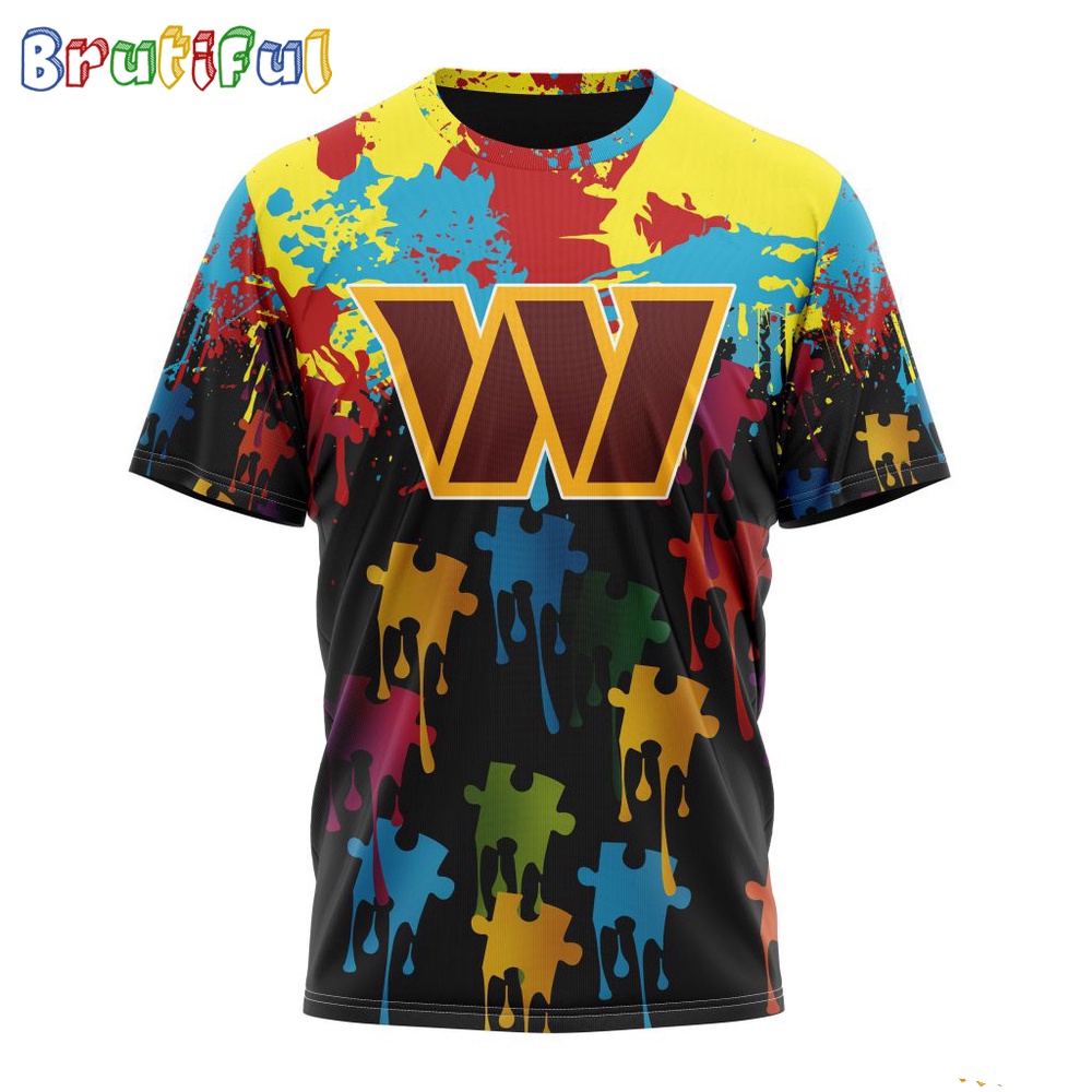 NFL Washington Commanders T Shirt Special Autism Awareness Design Football T Shirt 1