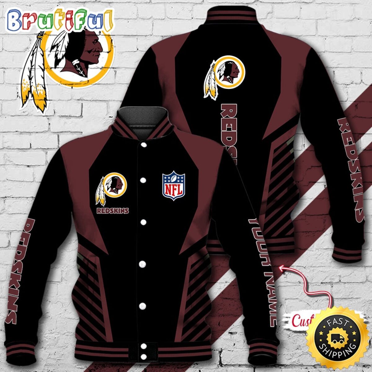 ウォームアップウェア NFL Washington Redskins JACKET NFL Washington Redskins Baseball Jacket Football Sports Jacket