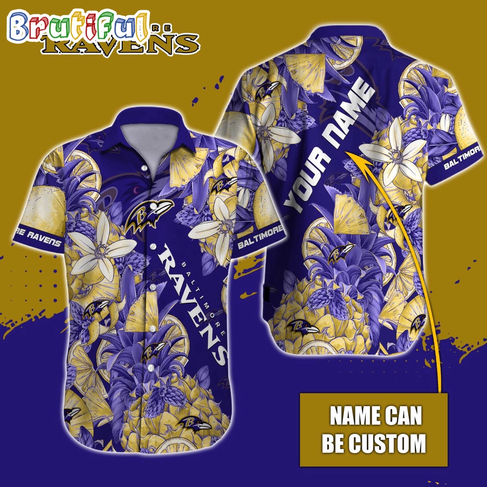 Personalized NFL Baltimore Ravens Hawaiian Shirt Special Tropical Fruit Aloha Shirt