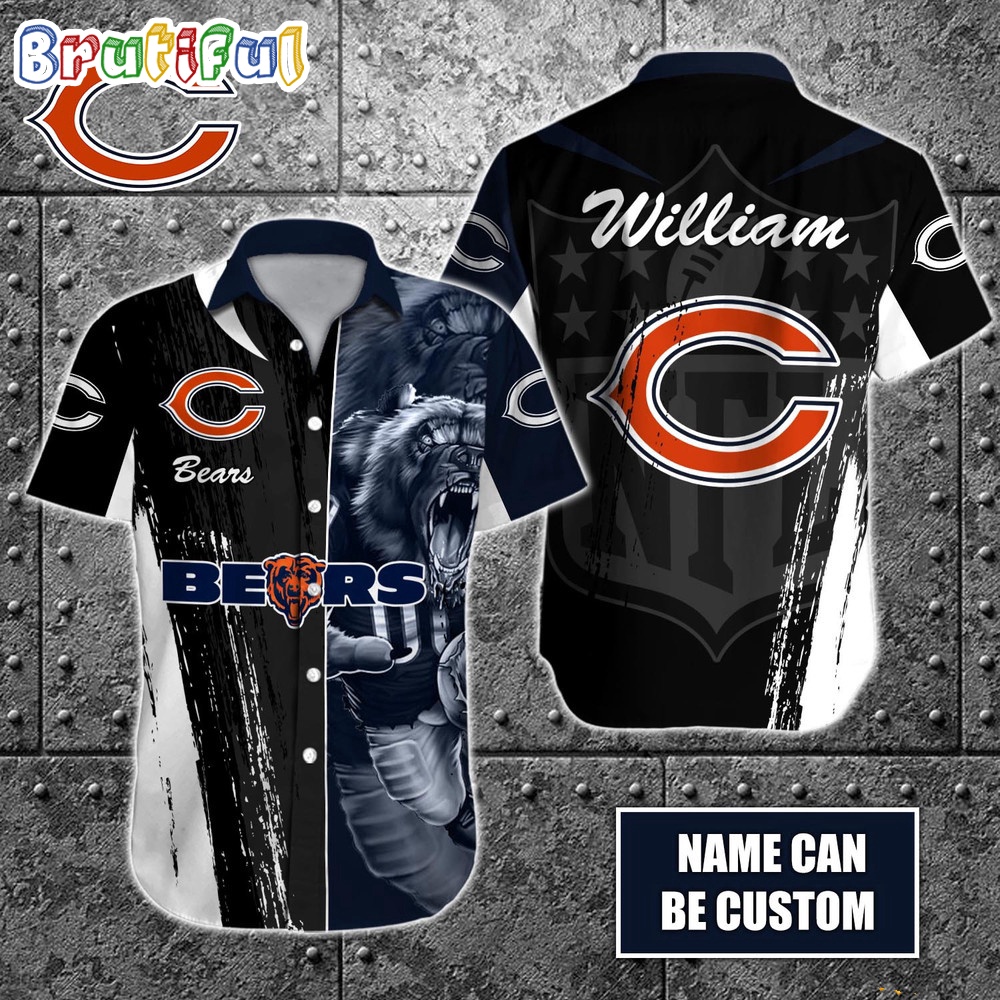 Personalized NFL Chicago Bears Hawaiian Shirt Special Half Tone Mascot Aloha Shirt