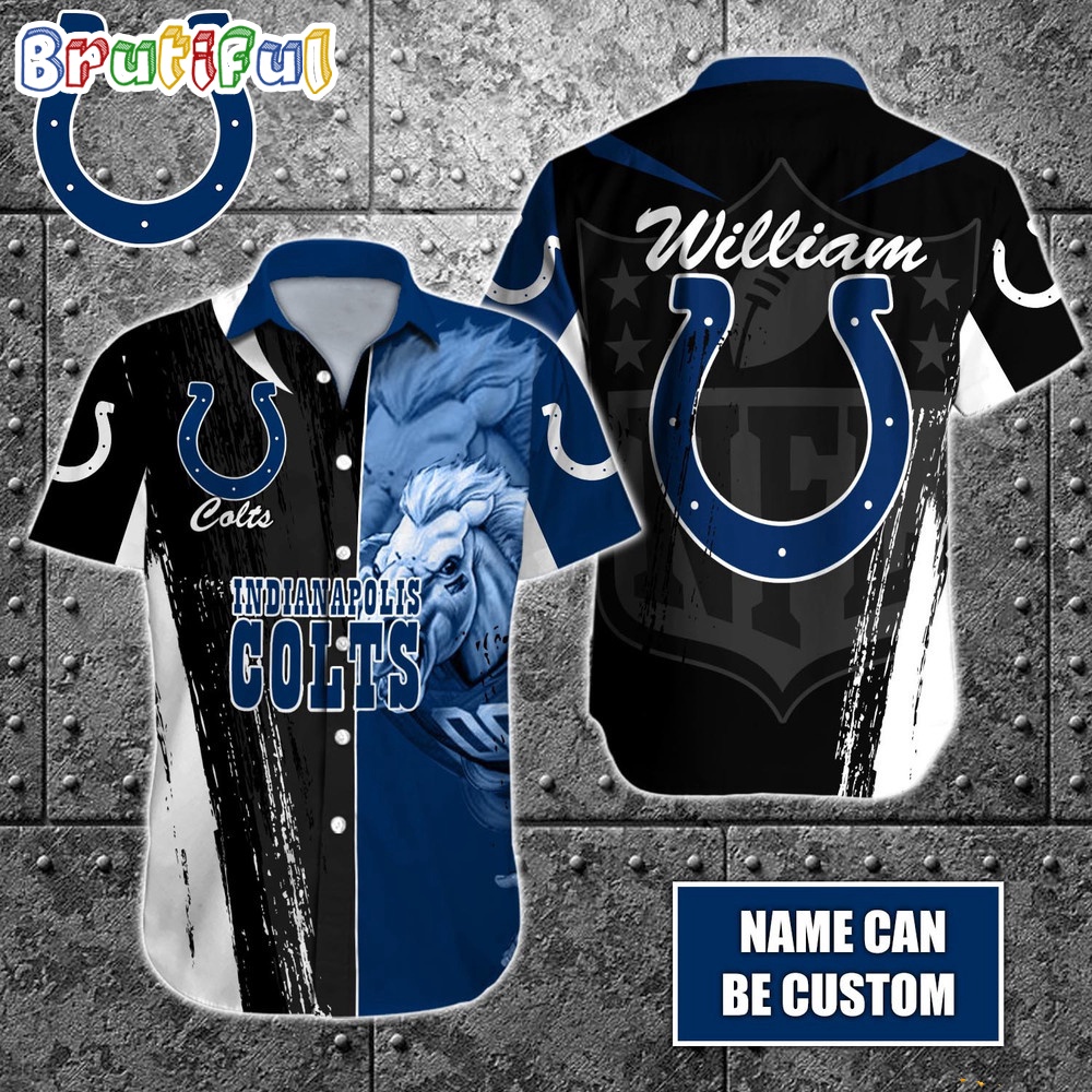 Personalized NFL Indianapolis Colts Hawaiian Shirt Special Half Tone Mascot Aloha Shirt