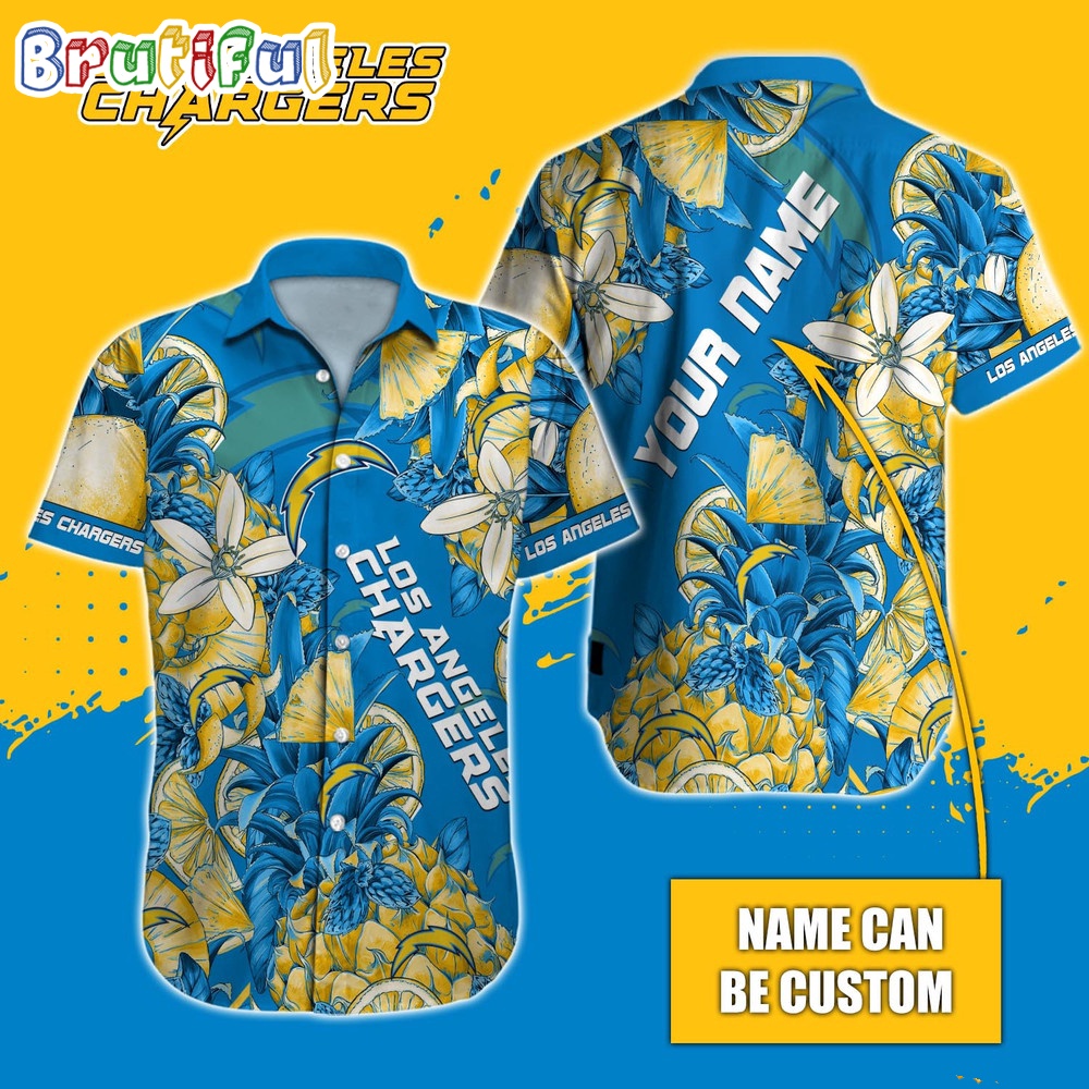 Personalized NFL Los Angeles Chargers Hawaiian Shirt Special Tropical Fruit Aloha Shirt