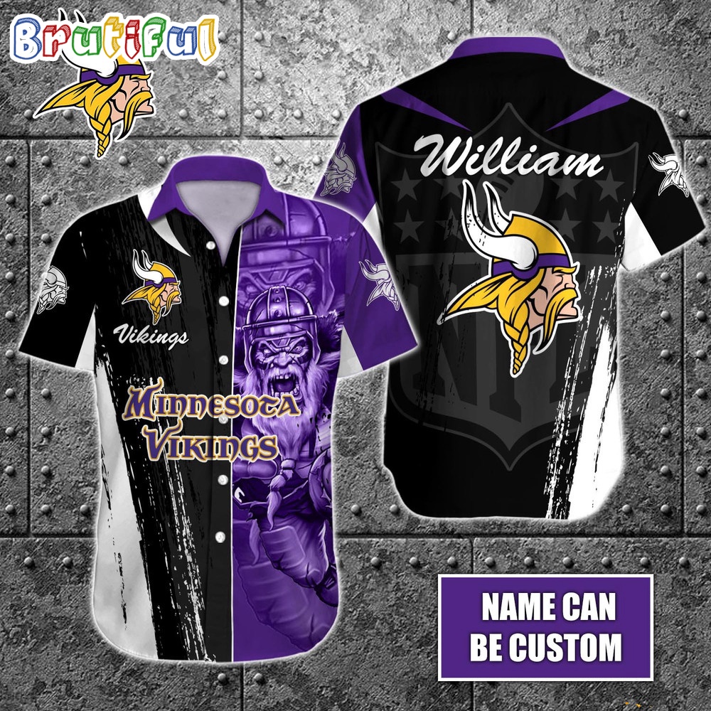 Personalized NFL Minnesota Vikings Hawaiian Shirt Special Half Tone Mascot Aloha Shirt