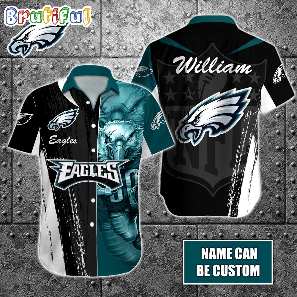 Personalized NFL Philadelphia Eagles Hawaiian Shirt Special Half Tone Mascot Aloha Shirt