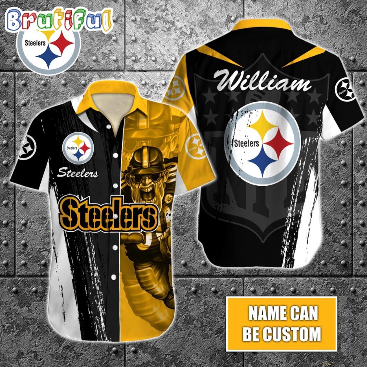 NFL アロハシャツ Pittsburgh Steelers 総柄 NFL Team Apparel
