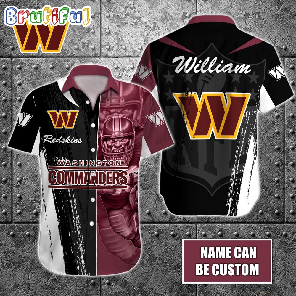 Personalized NFL Washington Commanders Hawaiian Shirt Special Half Tone Mascot Aloha Shirt