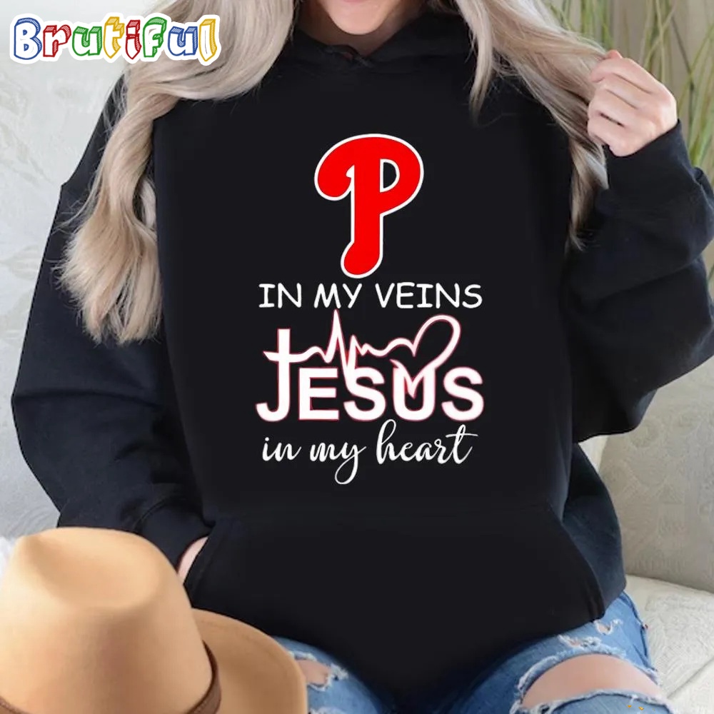 Philadelphia Phillies 2023 Nlcs In My Veins Jesus In My Heart T Shirt 1