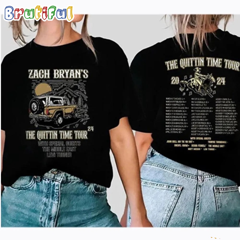 Zach Bryan The Quittin Time Tour 2024 Back And Front Comfort Colors 2024 T Shirt 1