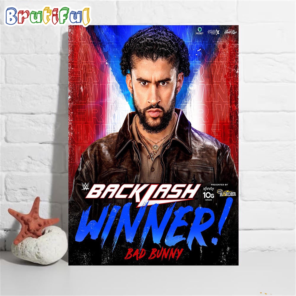 Bad Bunny Wins The San Juan Street Fight At WWE Backlash Wall Art Poster Canvas