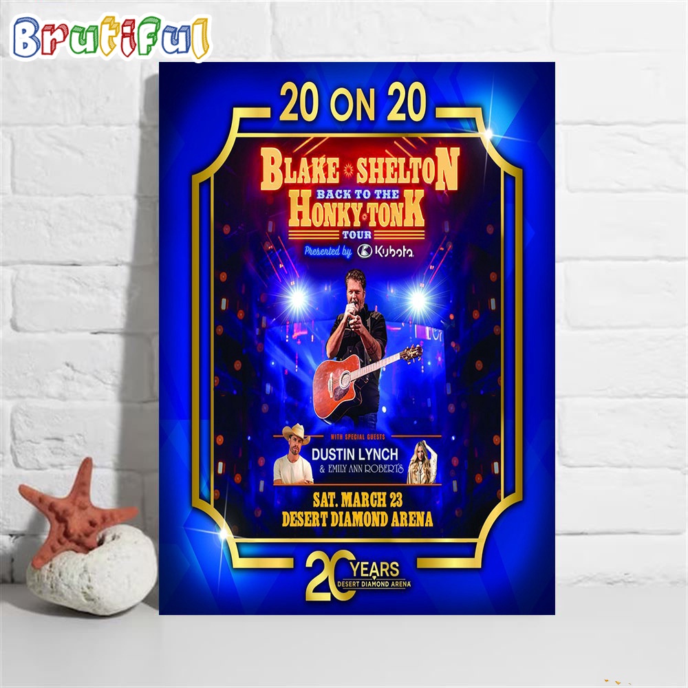 Blake Shelton 2024 Back To The Honky Tonk Tour Poster Canvas