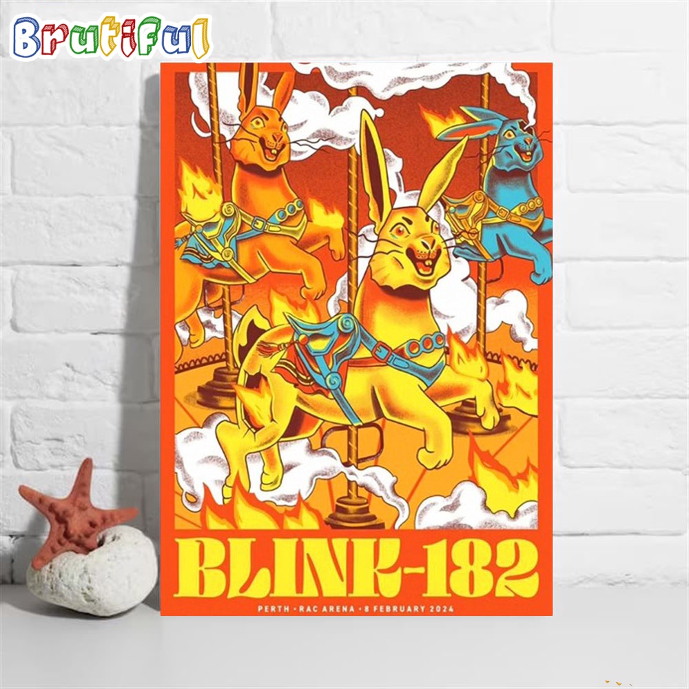 Blink 182 RAC Arena Perth WA 2024 Limited Poster Canvas