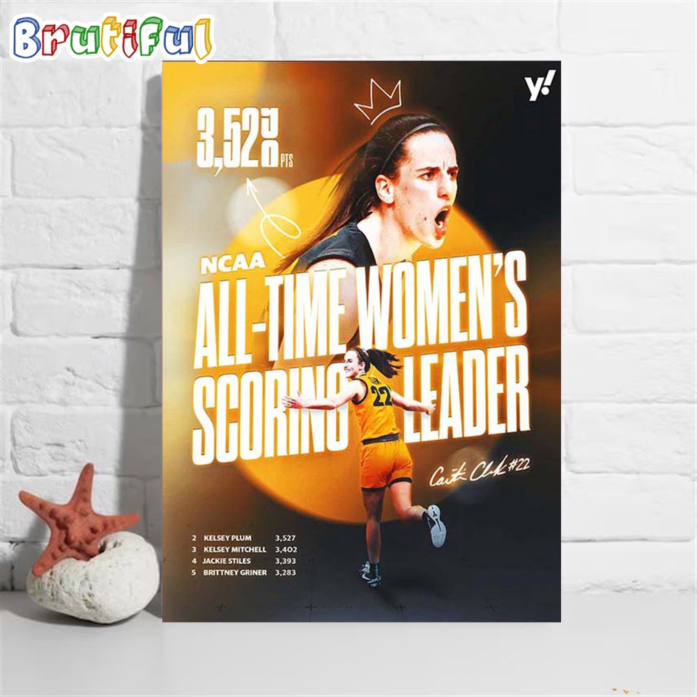 Caitlin Clark Breaks The NCAA All Time Womens Scoring Leader Record Poster Canvas