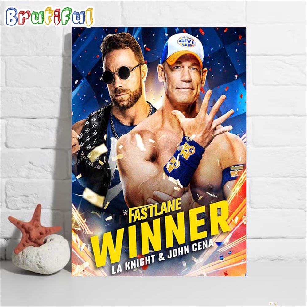 LA Knight And John Cena Are Winners At WWE Fastlane Wall Art Poster Canvas