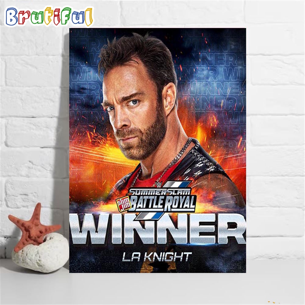 LA Knight Wins The First ever Slim Jim At WWE SummerSlam Battle Royal Wall Art Poster Canvas
