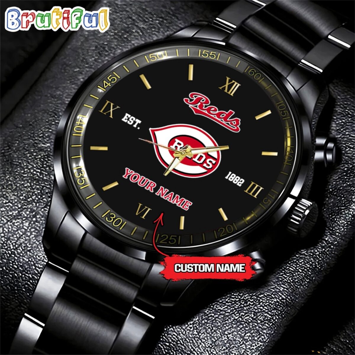 MLB Cincinnati Reds Watch Black Fashion Watch Baseball Game