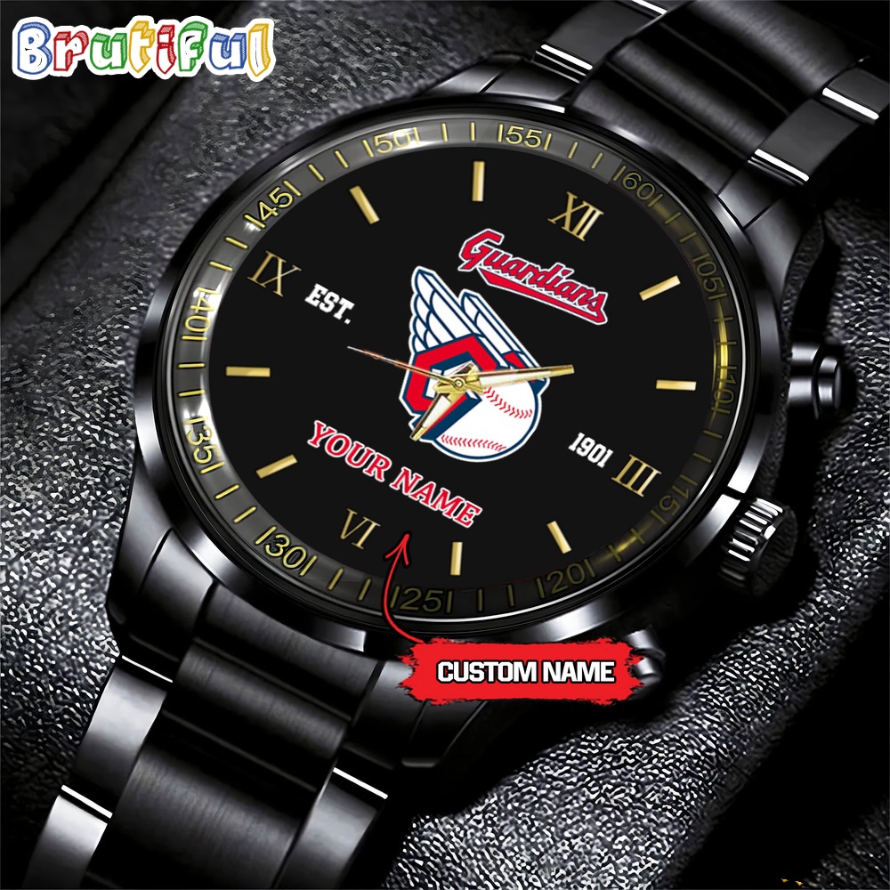 MLB Cleveland Indians Watch Black Fashion Watch Baseball Game