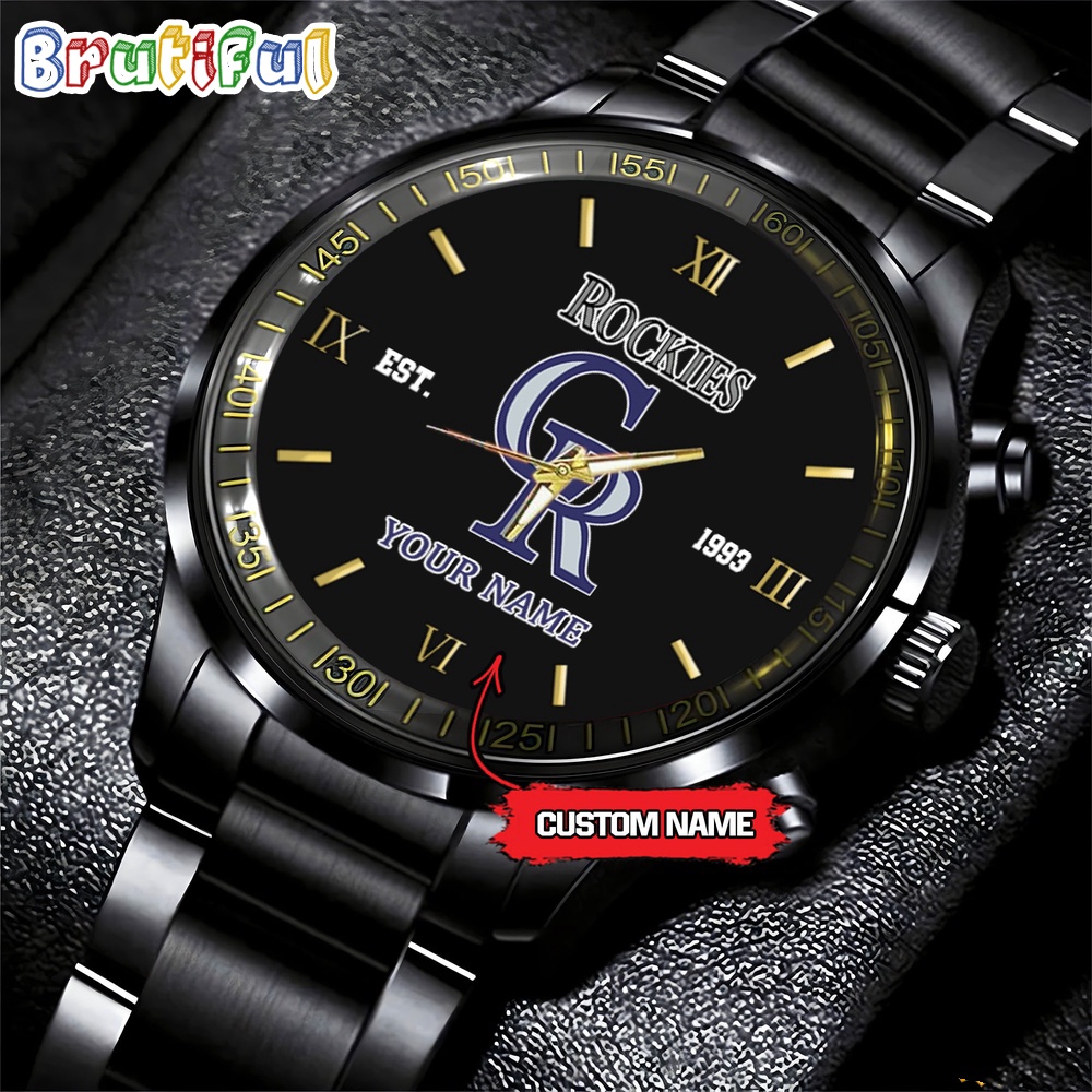 MLB Colorado Rockies Watch Black Fashion Watch Baseball Game