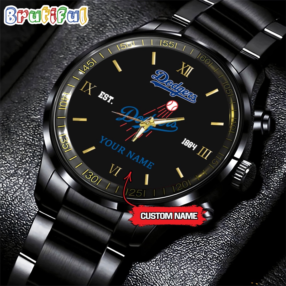 MLB Los Angeles Dodgers Watch Black Fashion Watch Baseball Game