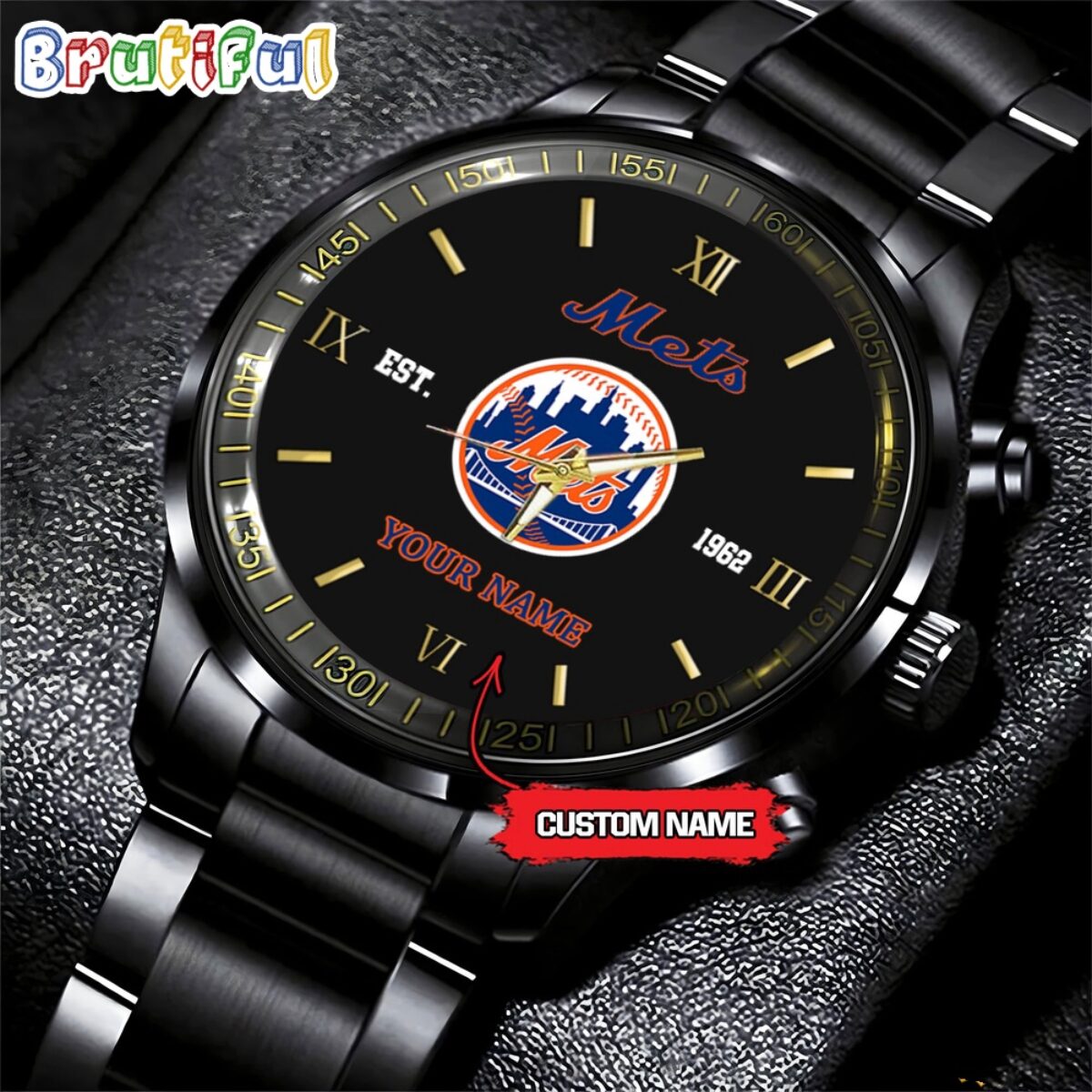 MLB New York Mets Watch Black Fashion Watch Baseball Game