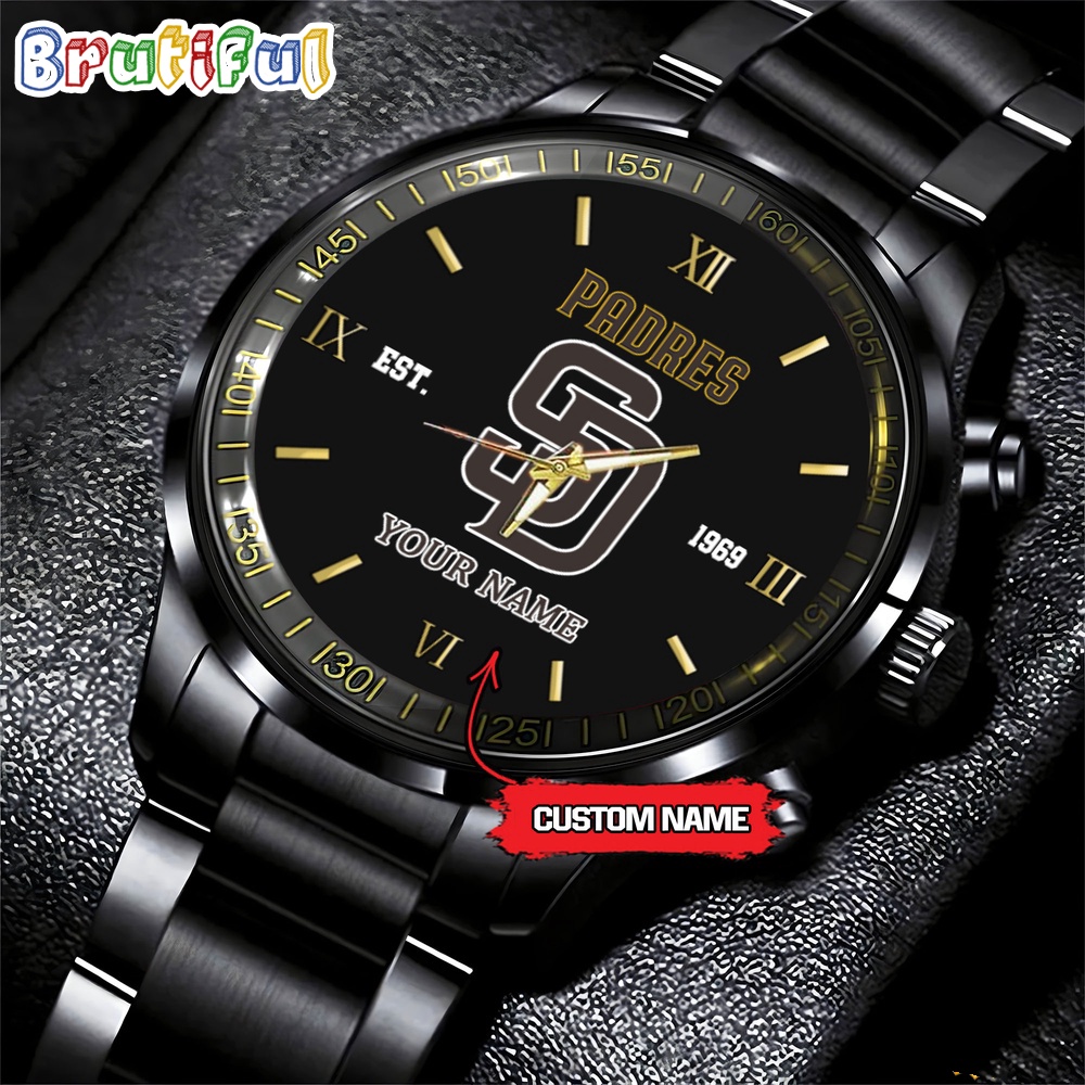 MLB San Diego Padres Watch Black Fashion Watch Baseball Game