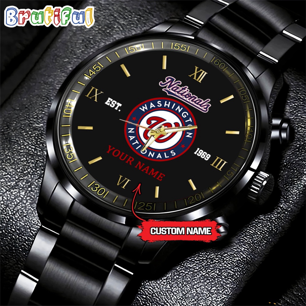 MLB Washington Nationals Watch Black Fashion Watch Baseball Game
