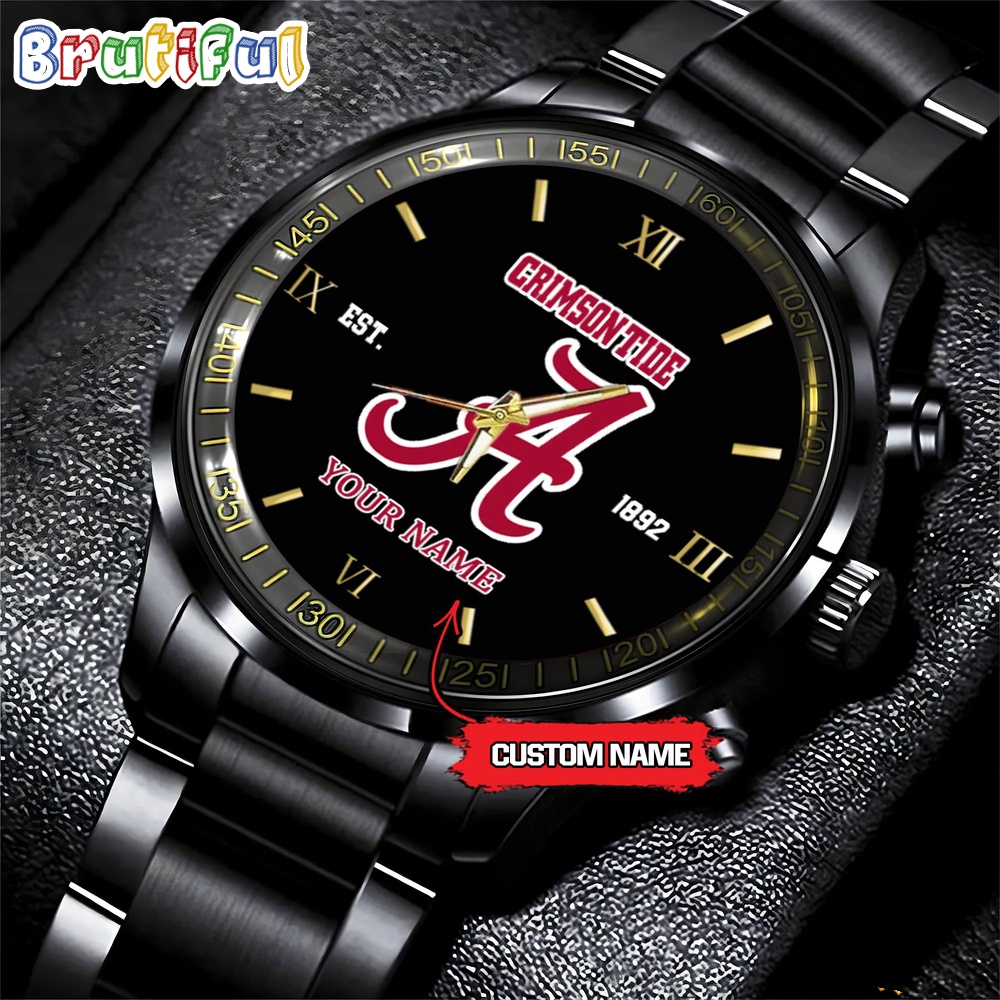 NCAA Alabama Crimson Tide Black Fashion Watch Football Watch For Fans