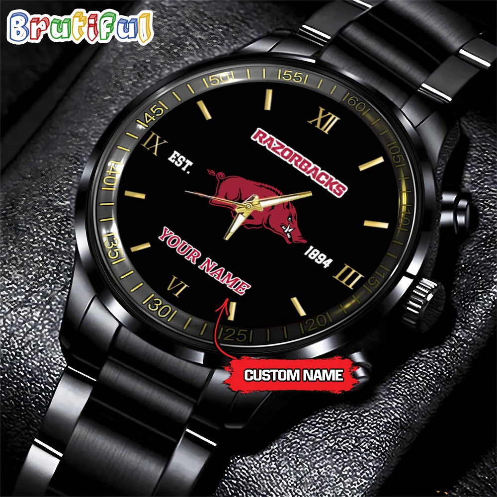 NCAA Arkansas Razorbacks Black Fashion Watch Football Watch For Fans