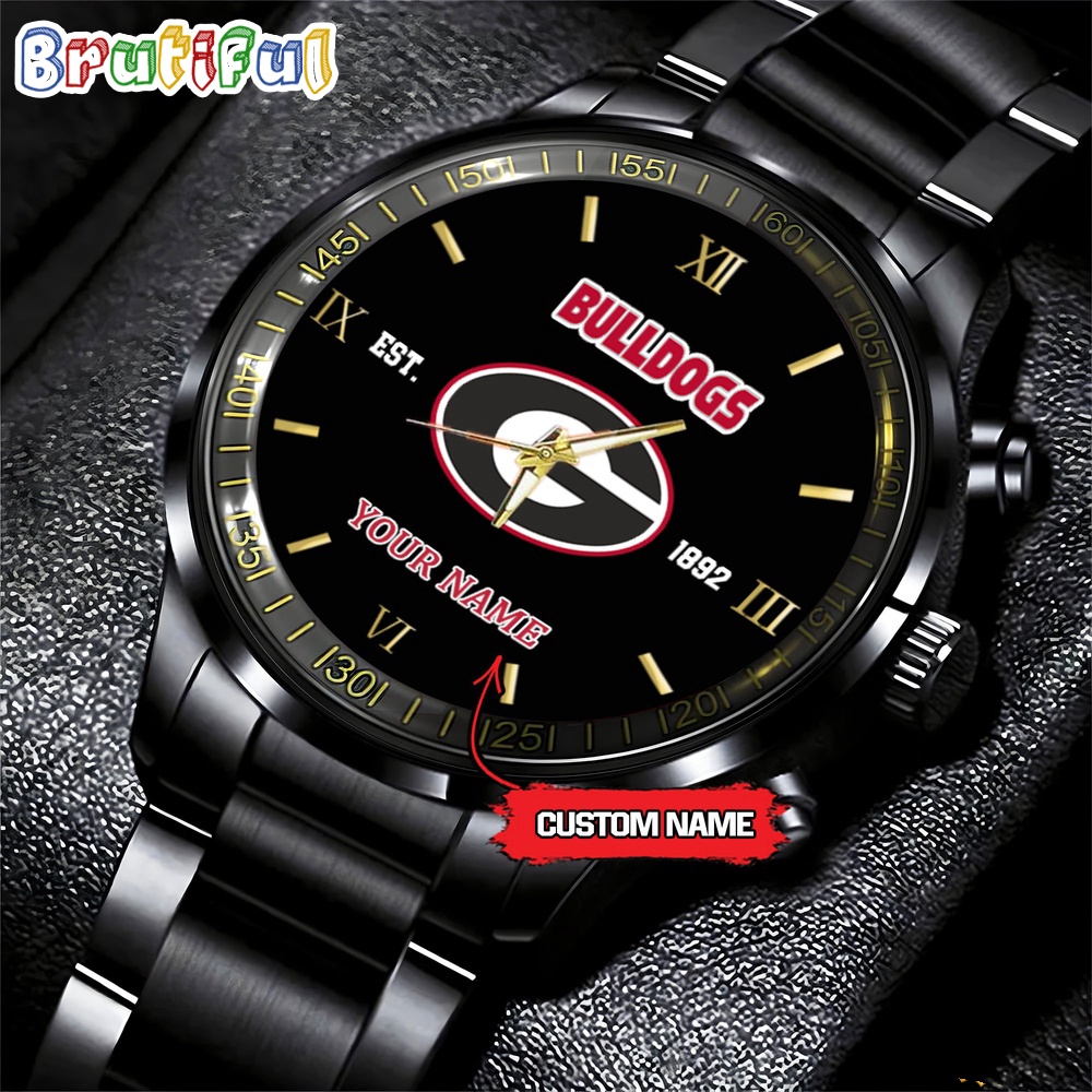 NCAA Georgia Bulldogs Black Fashion Watch Football Watch For Fans