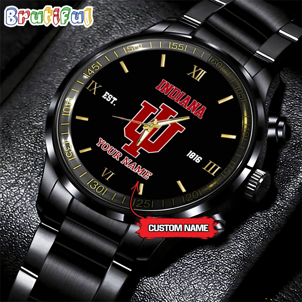NCAA Indiana Hoosiers Black Fashion Watch Football Watch For Fans