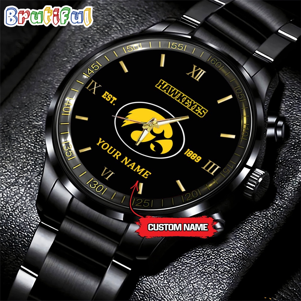 NCAA Iowa Hawkeyes Black Fashion Watch Football Watch For Fans