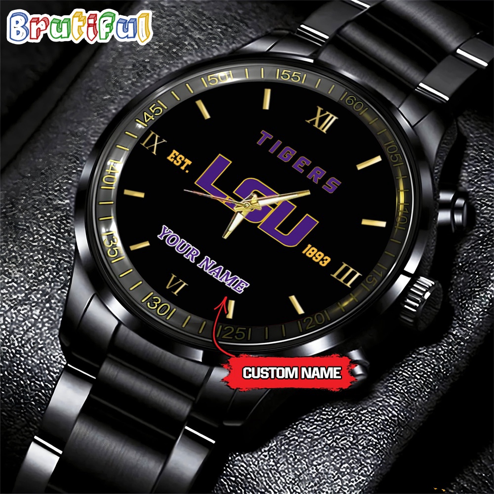 NCAA LSU Tigers Black Fashion Watch Football Watch For Fans