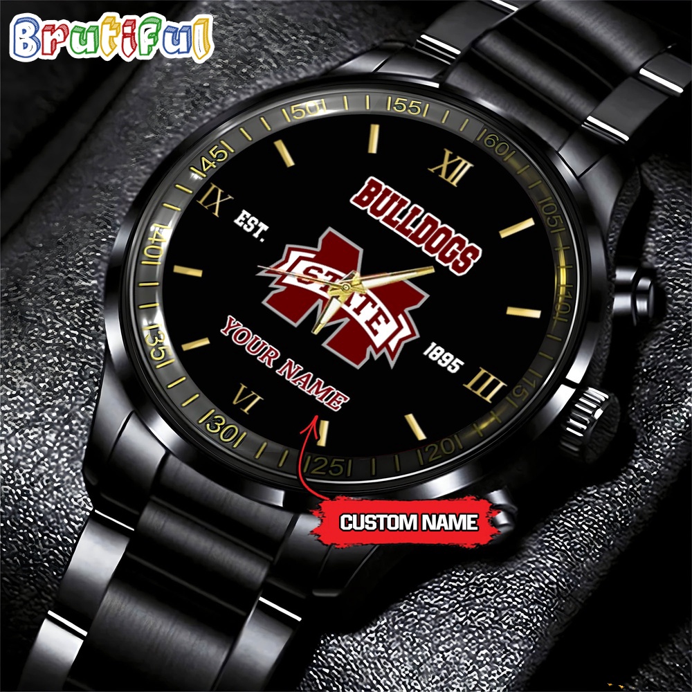 NCAA Mississippi State Bulldogs Black Fashion Watch Football Watch For Fans