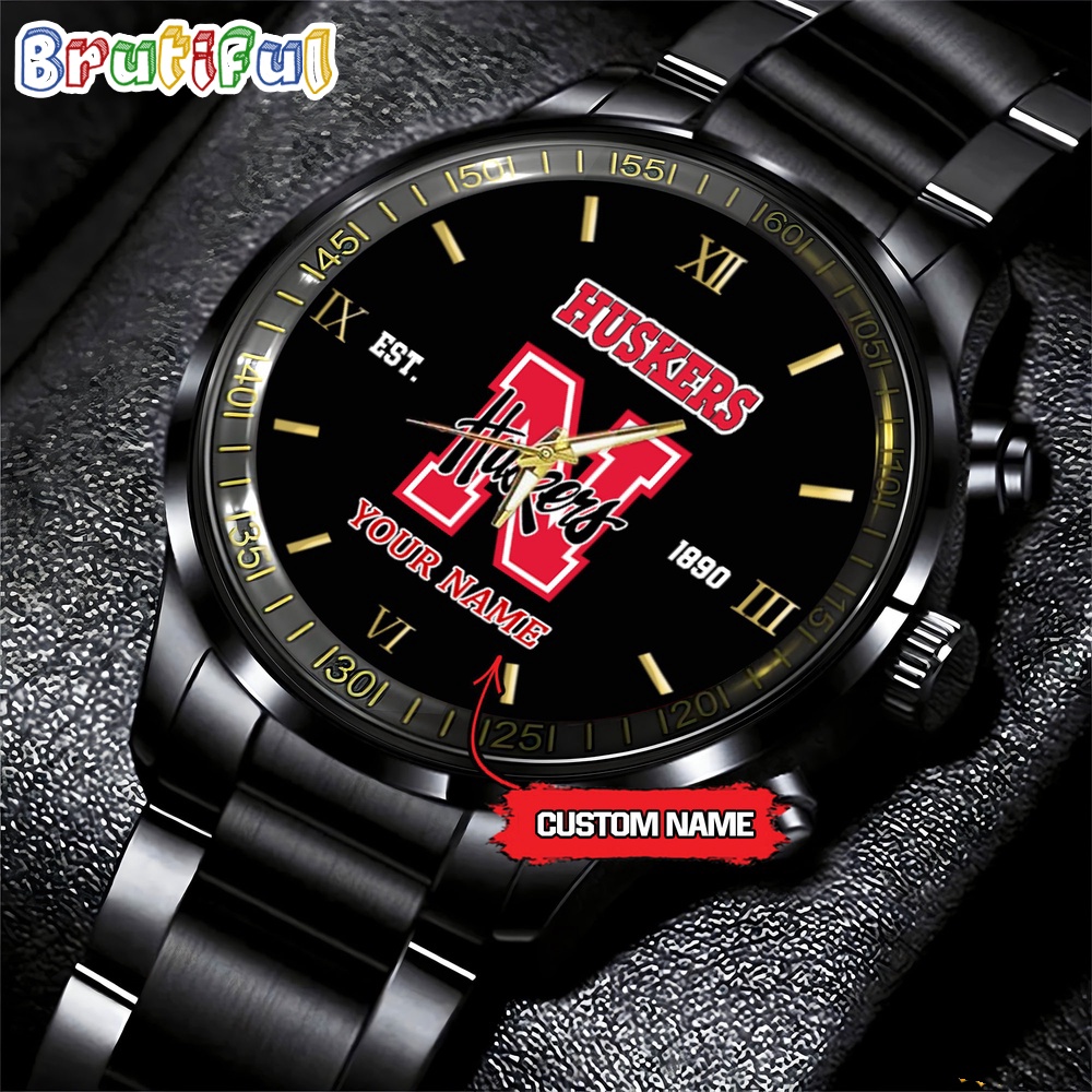 NCAA Nebraska Cornhuskers Black Fashion Watch Football Watch For Fans