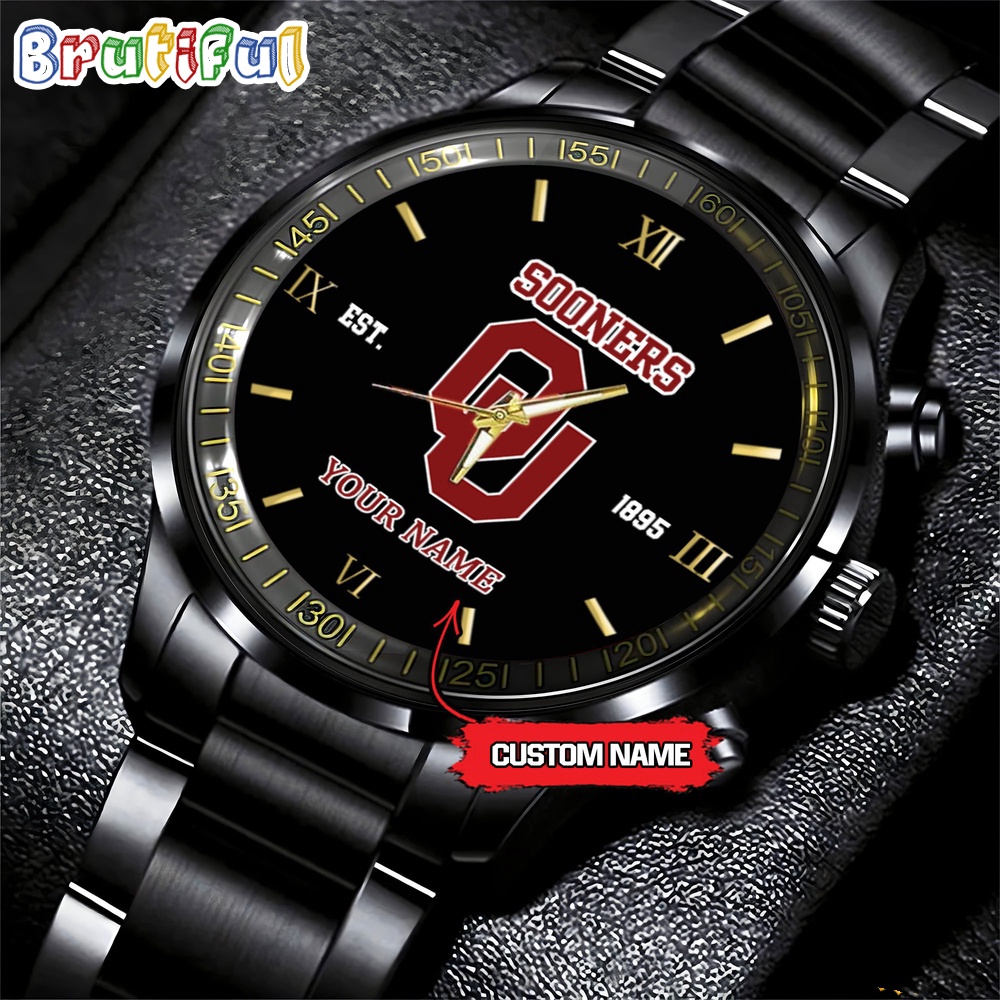 NCAA Oklahoma Sooners Black Fashion Watch Football Watch For Fans