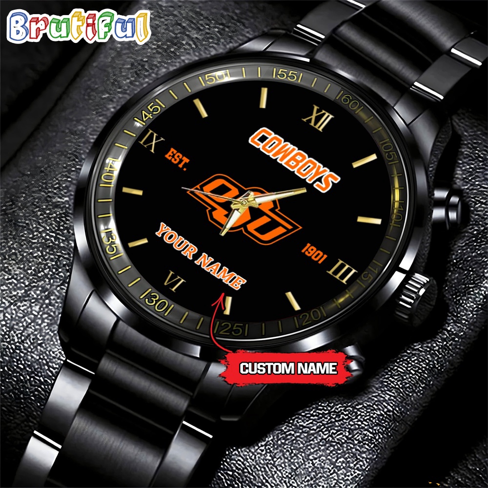 NCAA Oklahoma State Cowboys Black Fashion Watch Football Watch For Fans
