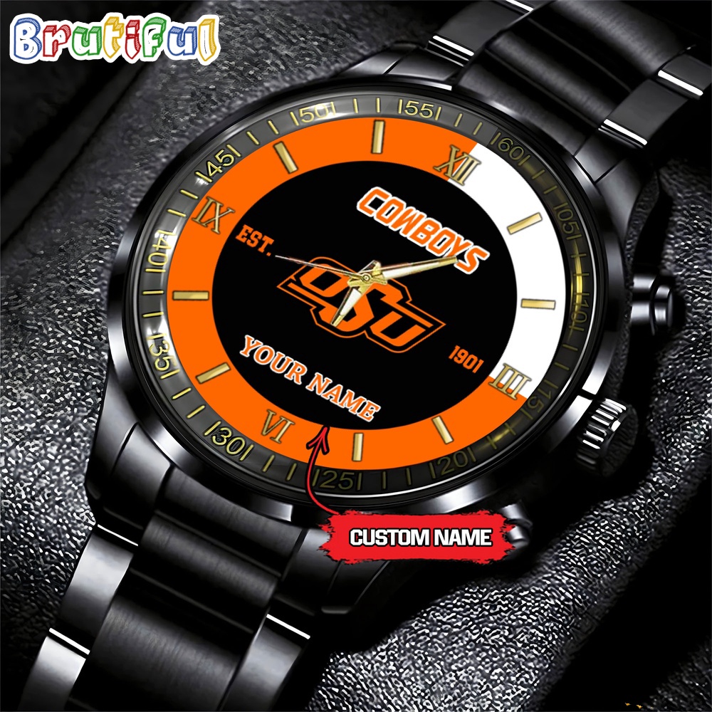 NCAA Oklahoma State Cowboys Black Fashion Watch