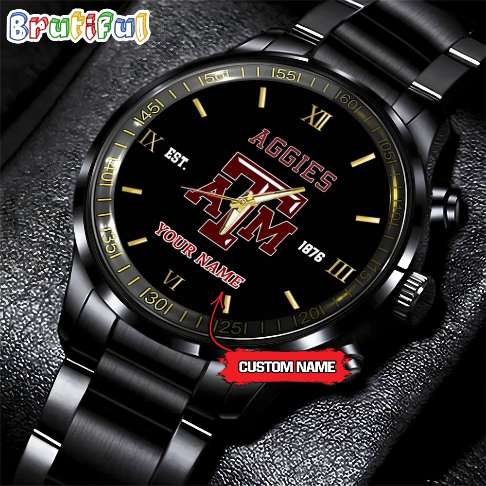 NCAA Texas AampM Aggies Black Fashion Watch Football Watch For Fans