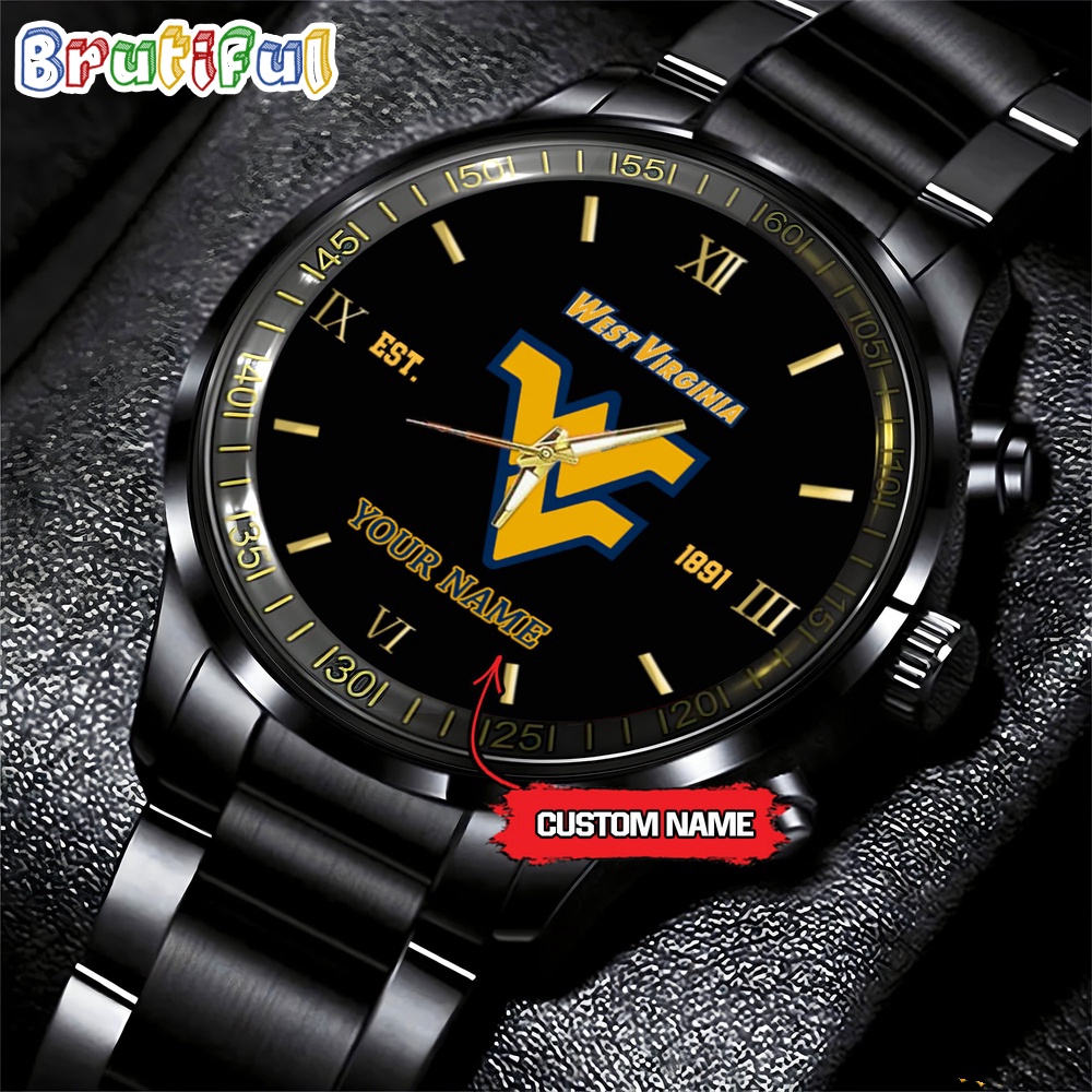NCAA West Virginia Mountaineers Black Fashion Watch Football Watch For Fans