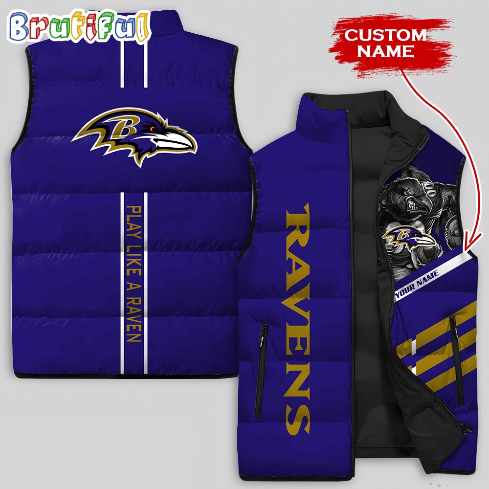 NFL Baltimore Ravens Damn Right Sleeveless Down Jacket 1