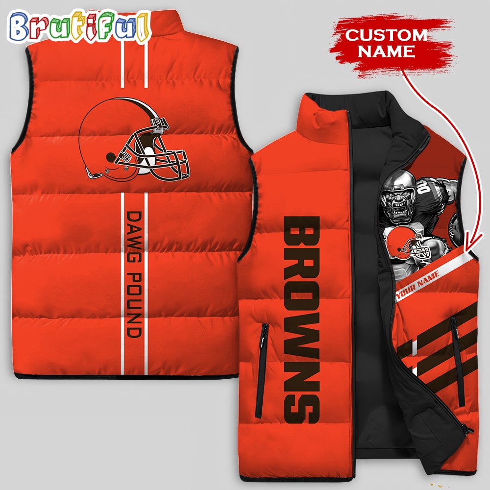 NFL Cleveland Browns Damn Right Sleeveless Down Jacket 1