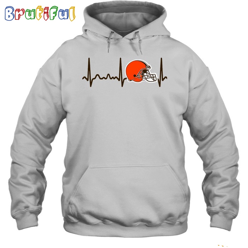 NFL Cleveland Browns Heartbeat Hoodie Unisex Football T Shirt Hoodie