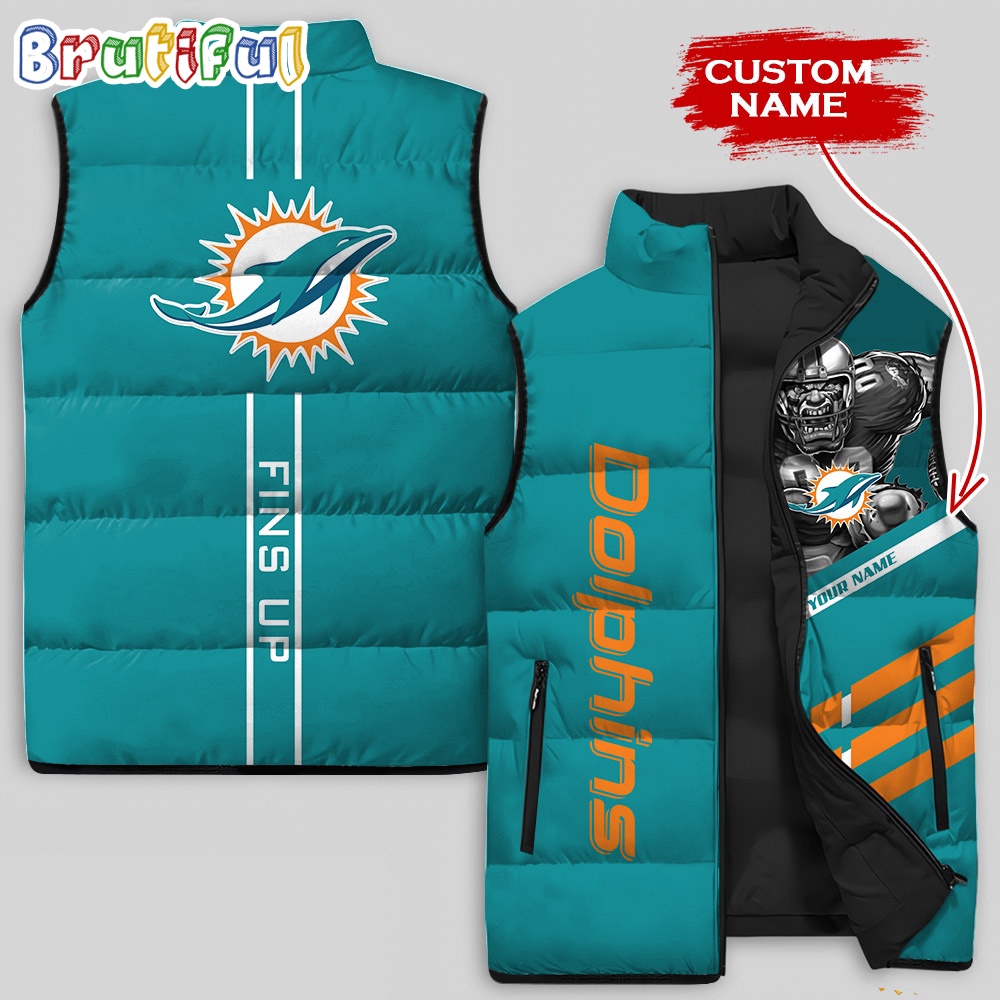 NFL Miami Dolphins Damn Right Sleeveless Down Jacket 1