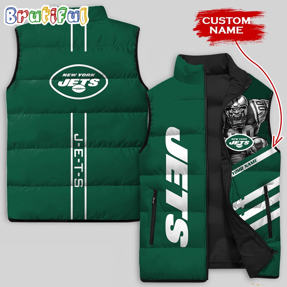 NFL New York Jets Damn Right Sleeveless Down Jacket 1