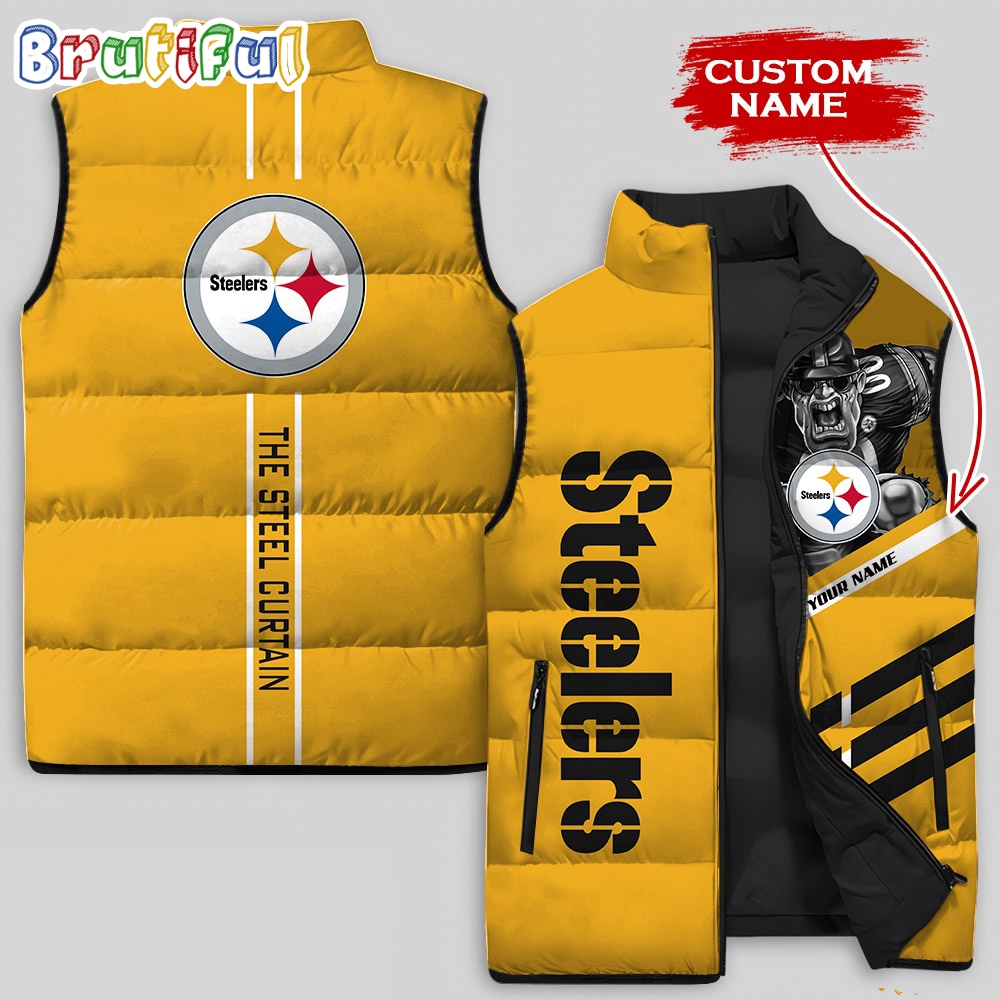 NFL Pittsburgh Steelers Damn Right Sleeveless Down Jacket 1