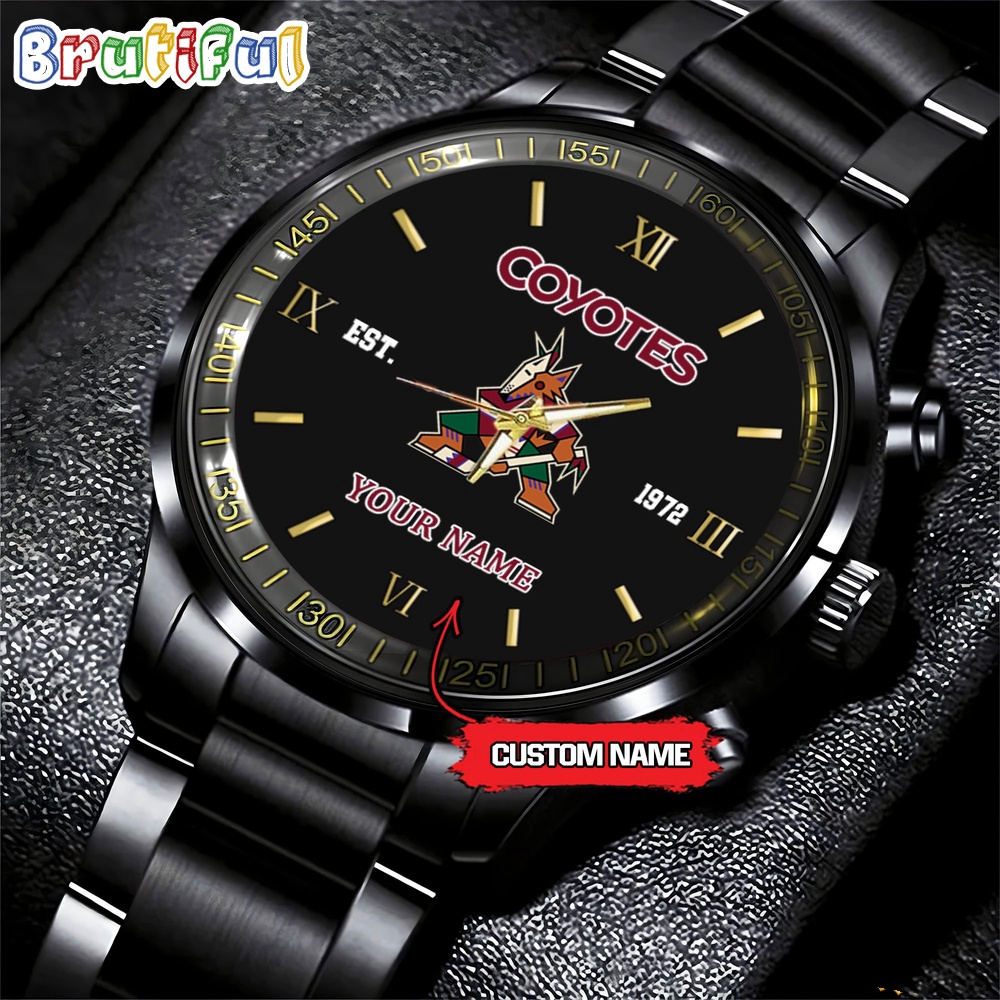 NHL Arizona Coyotes Black Fashion Watch Custom Hockey Game Time