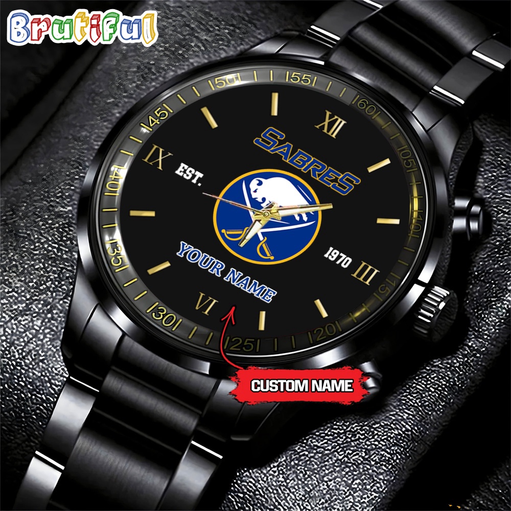 NHL Buffalo Sabres Black Fashion Watch Custom Hockey Game Time